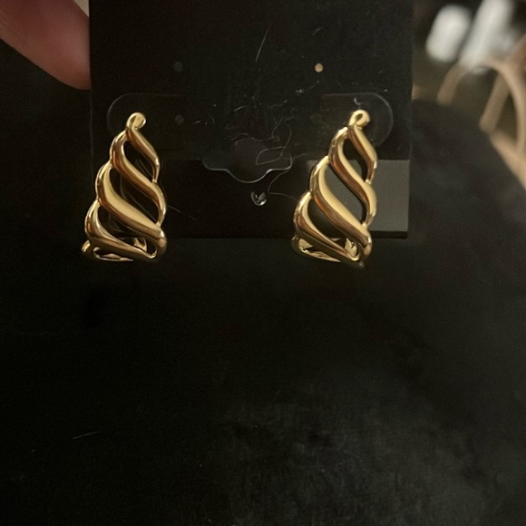 Vintage gold woven  half hoops - Picture 3 of 4